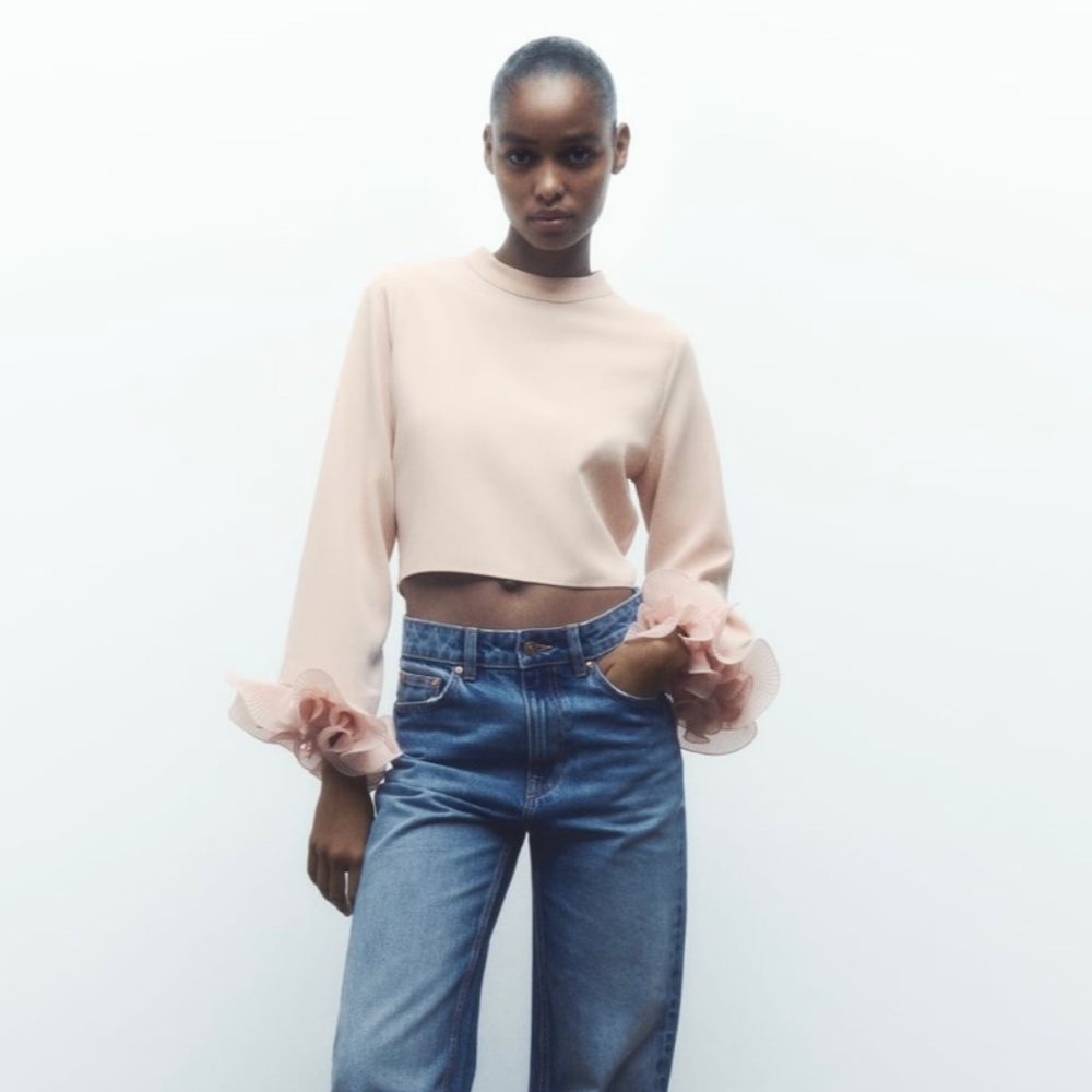 Zara ruffled sleeve shirt